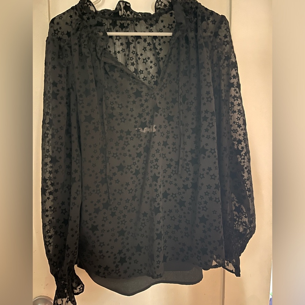 NWOT Loft sheer blouse with fun details and cami included. Size large.